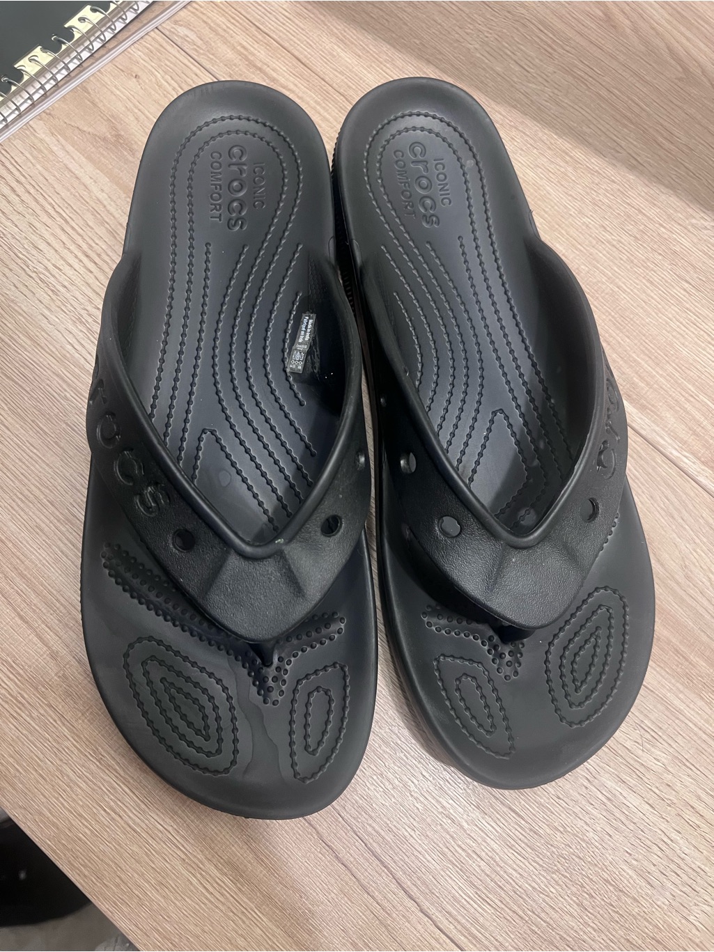 Crocs Black Slip-On Thong Sandals
